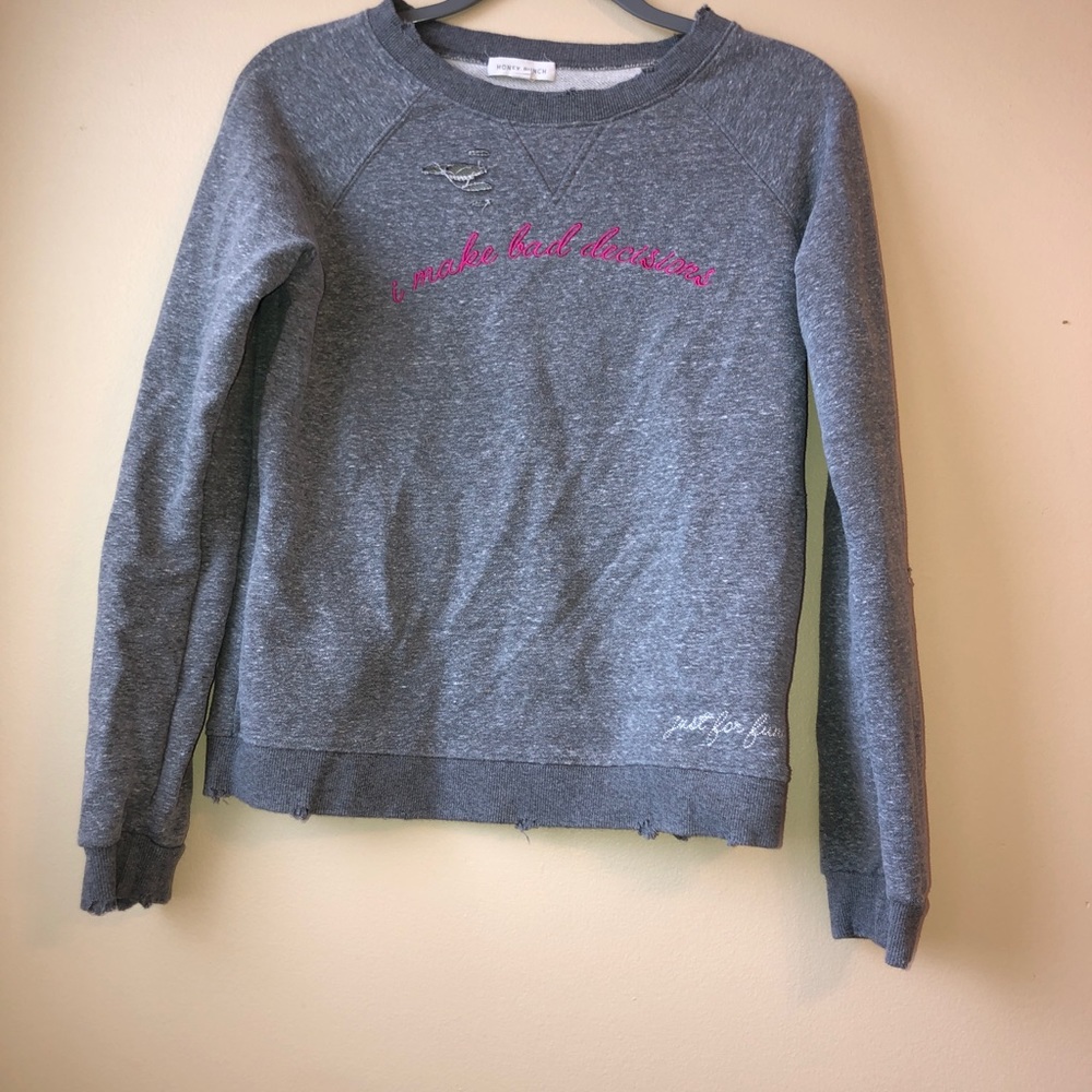 Never worn embroidered gray crew neck sweatshirt.
